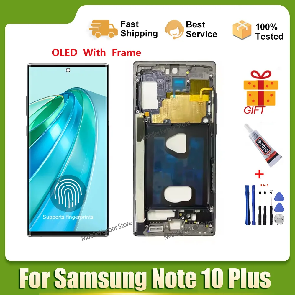 

Супер OLED-дисплей для Samsung Galaxy Note 10 Plus N9750 N975F, сенсорный экран с дигитайзером в сборе для Galaxy Note 10+, протестирован.