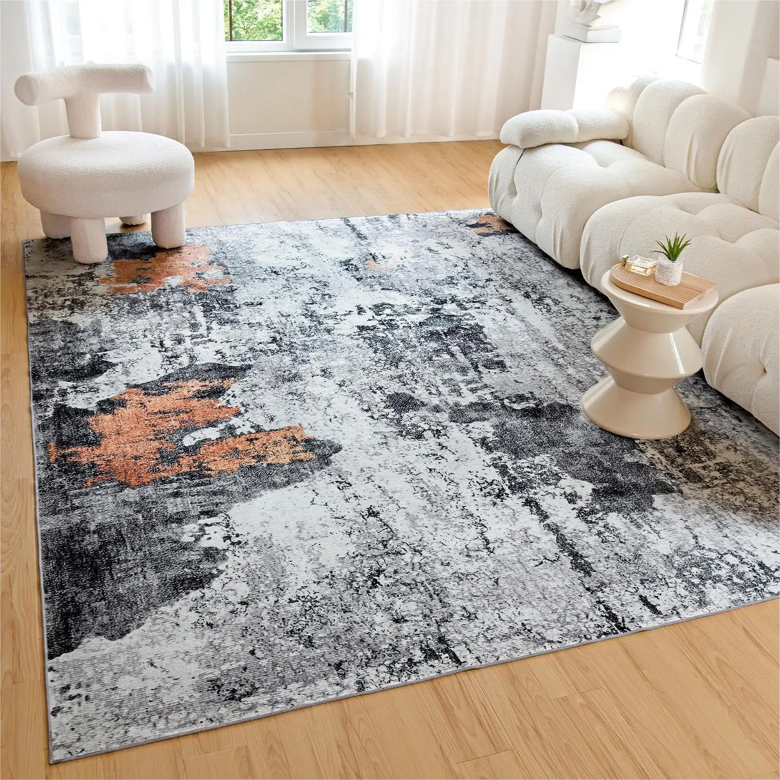 Orhopui  Washable Rug,Abstract Modern Area Rugs with Non-Slip Backing, Living Room Bedroom Kitchen Laundry Home Office