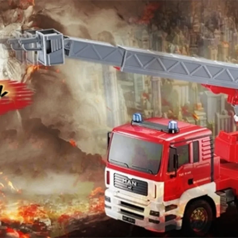 Double E E517 2.4G RC Fire Truck Spray Water 1/20 Remote Control Simulation Lift Cloud Ladder Engineering Vehicle Kids Toys Boy