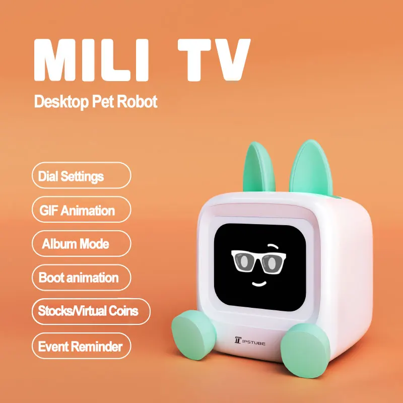 MILI-TV Display Bluetooth Speaker DIY GIF APP Wifi Clock LED Frames Cute Gift Rabbit Table Decor Portable Hifi Wireless Speaker