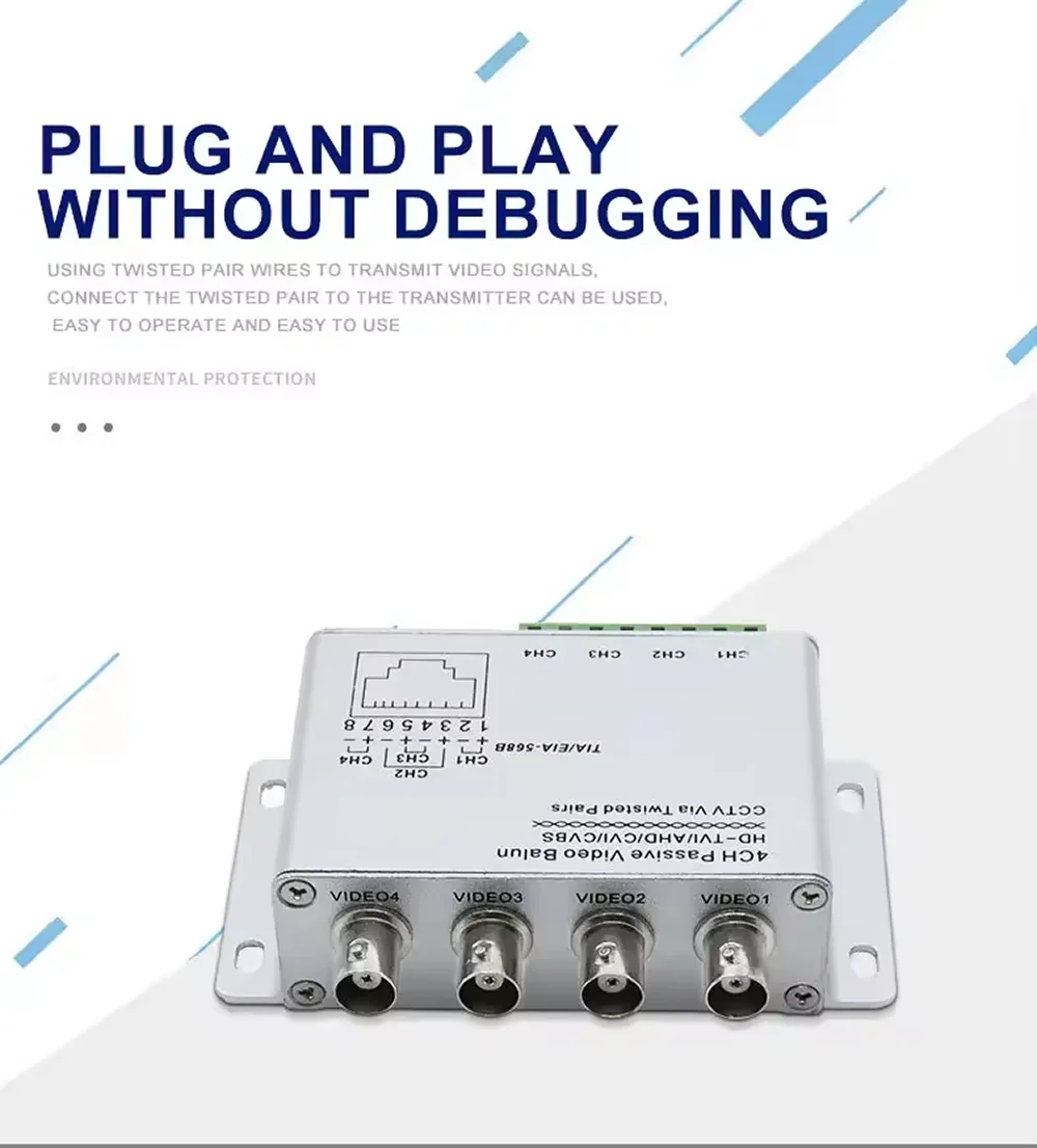 4 or 8 Channel CCTV Passive Video Balun RJ-45 UTP Twisted Pair Cable BNC Output