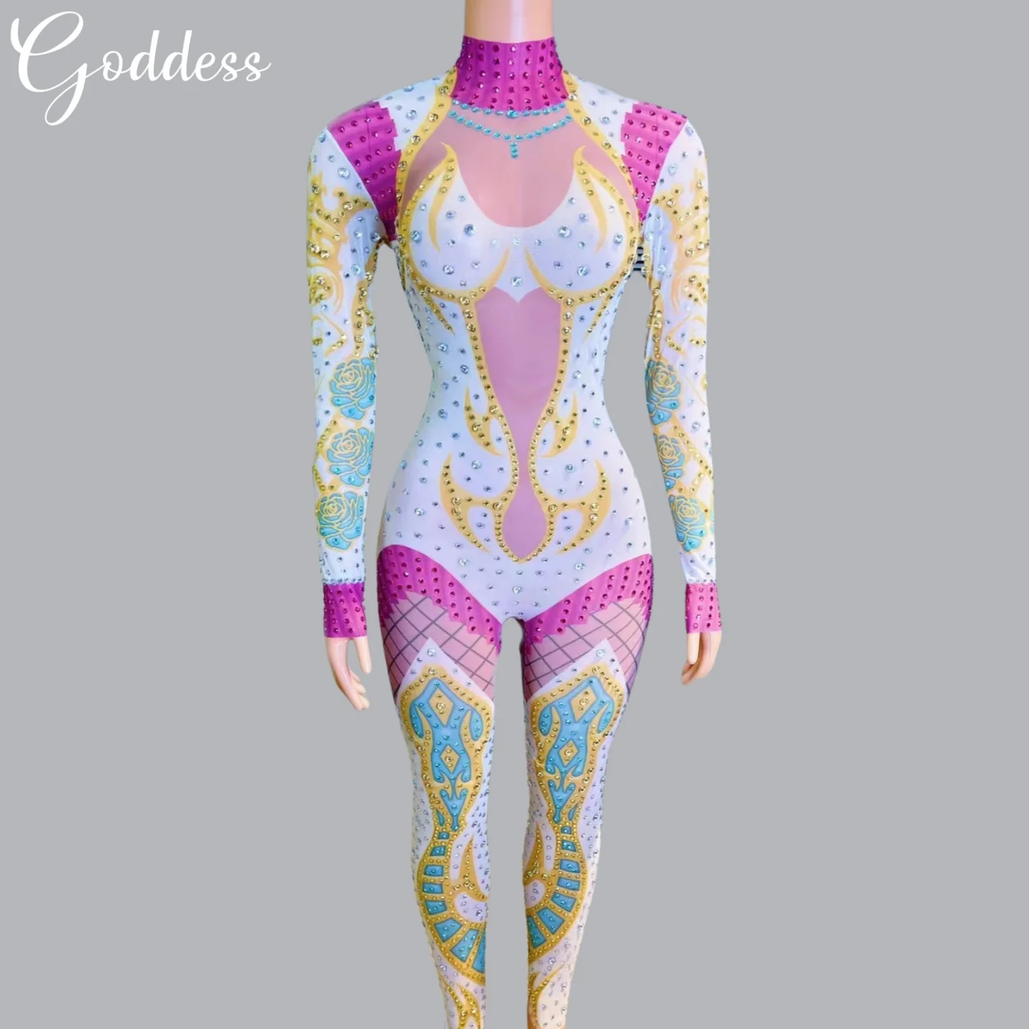 

Luxurious Rhinestone Stage Performance Jumpsuit Club Showgirl Glitter Sexy Leggings Music Festival Costume Bars Show Jumpsuit