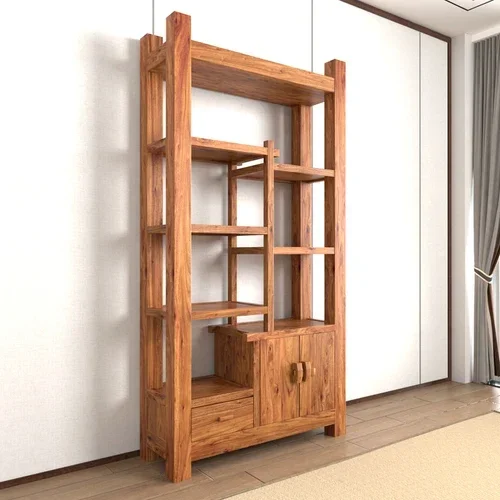 الخشب الصلب الصينية القديمة الدردار غرفة الشاي الشاي خزانة مكتب تخزين عرض رف الكتب التقسيم