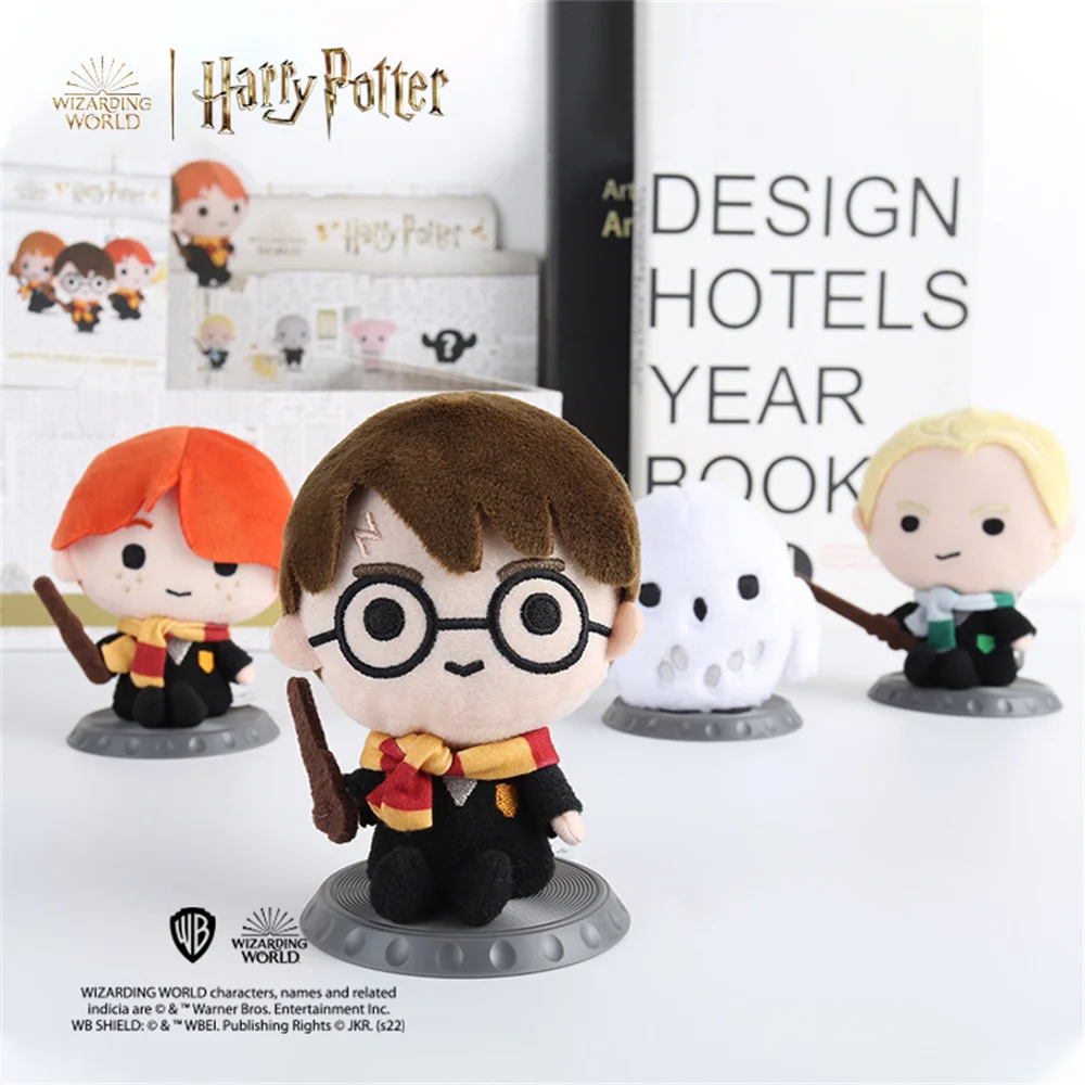 Genuíno harry potter caixa cega pelúcia boneca 11cm filme hermione ron malfoy dobby hagird voldemort plushies brinquedos presentes