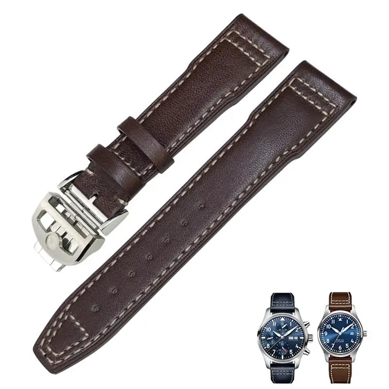 

TINTAG Genuine Leather Watch Strap 20mm 21mm 19mm 22mm Cowhide Watchbands For IWC Mark Big Pilot Spitfire PORTOFINO Watch