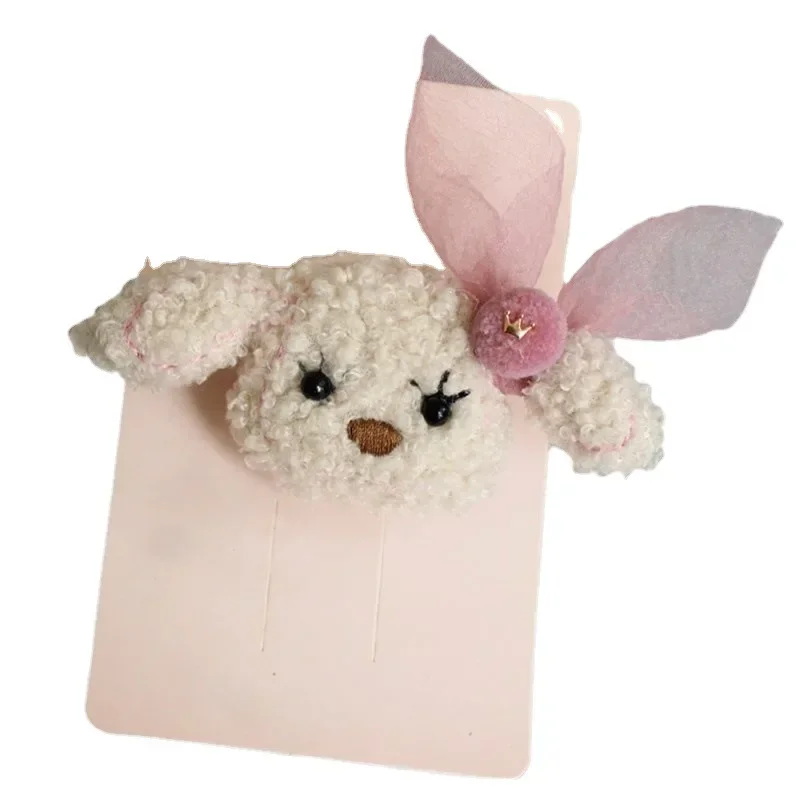 Korean Hair Accessories for Girls, Adorable Hair Clips with Cartoon Dog and Teddy Bear