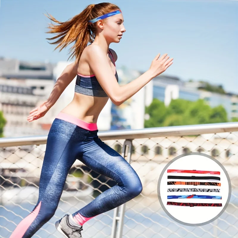 6 Stück Silikon Anti-Rutsch Sport-Stirnbänder, Feines Yoga-Fitness-Stirnband, Schweißableitend und -absorbierend, Elastisches Band – Detail 2