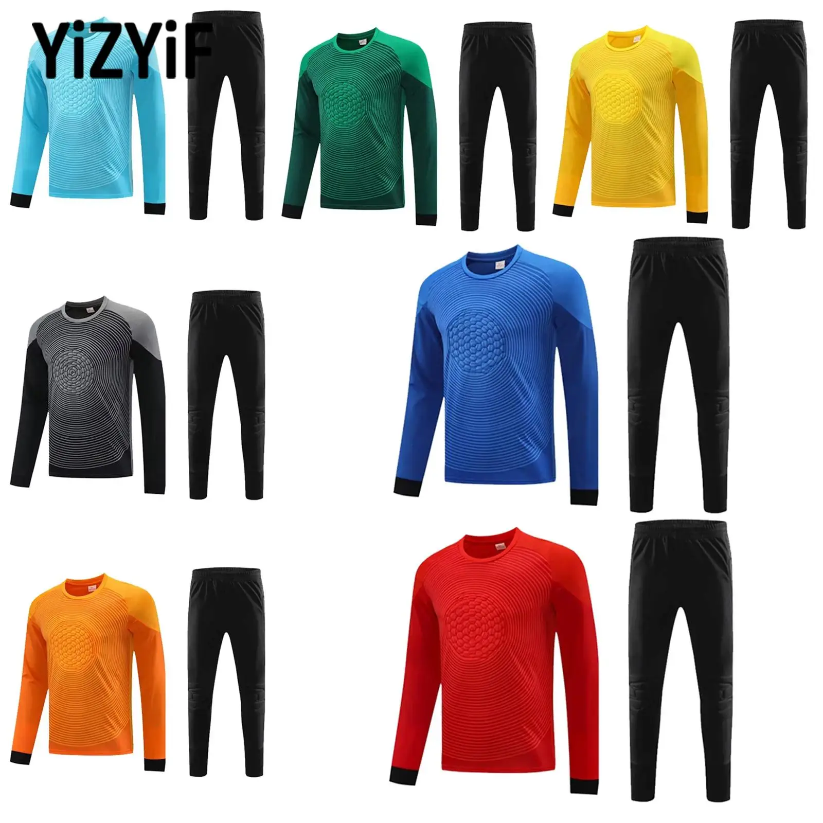 

Мужская футбольная рубашка, вратарская форма с длинным рукавом и круглым принтом, футбольный тренировочный вратарь, топ, футбольный трикотаж, брюки, спортивные комплекты
