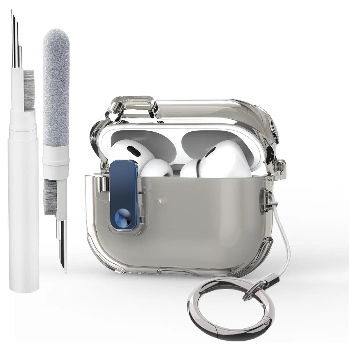 

Transparent Secure Lock Case with Keychain and Cleaning Kit for AirPods Pro 1 2 and AirPods 3th 4th Generation Protective Cover