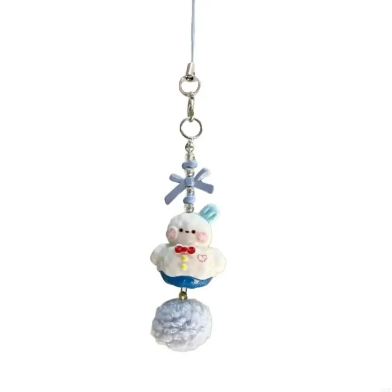 K43F Multipurpose Winter Snowman Snowflake Keychain Phone Accessory Craft With Mixed Materials for Long Time Use Designs