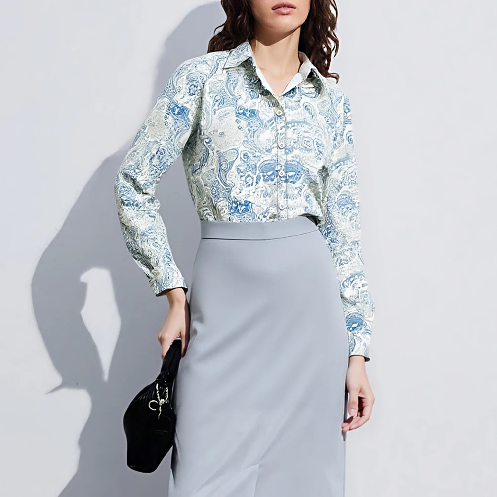 

MiaMuse Women's 2025 Casual Autumn Shirts Long Sleeve Lapel Printing Button Daily Regular Fit Shirts
