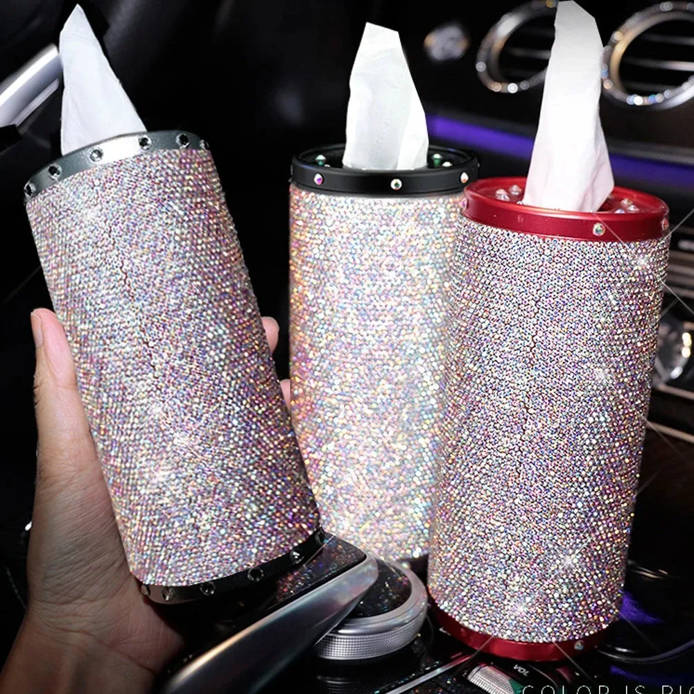 Bling Bling Car Tissue Box Cover Cup Holder for Home Car Office Decor Universal Type