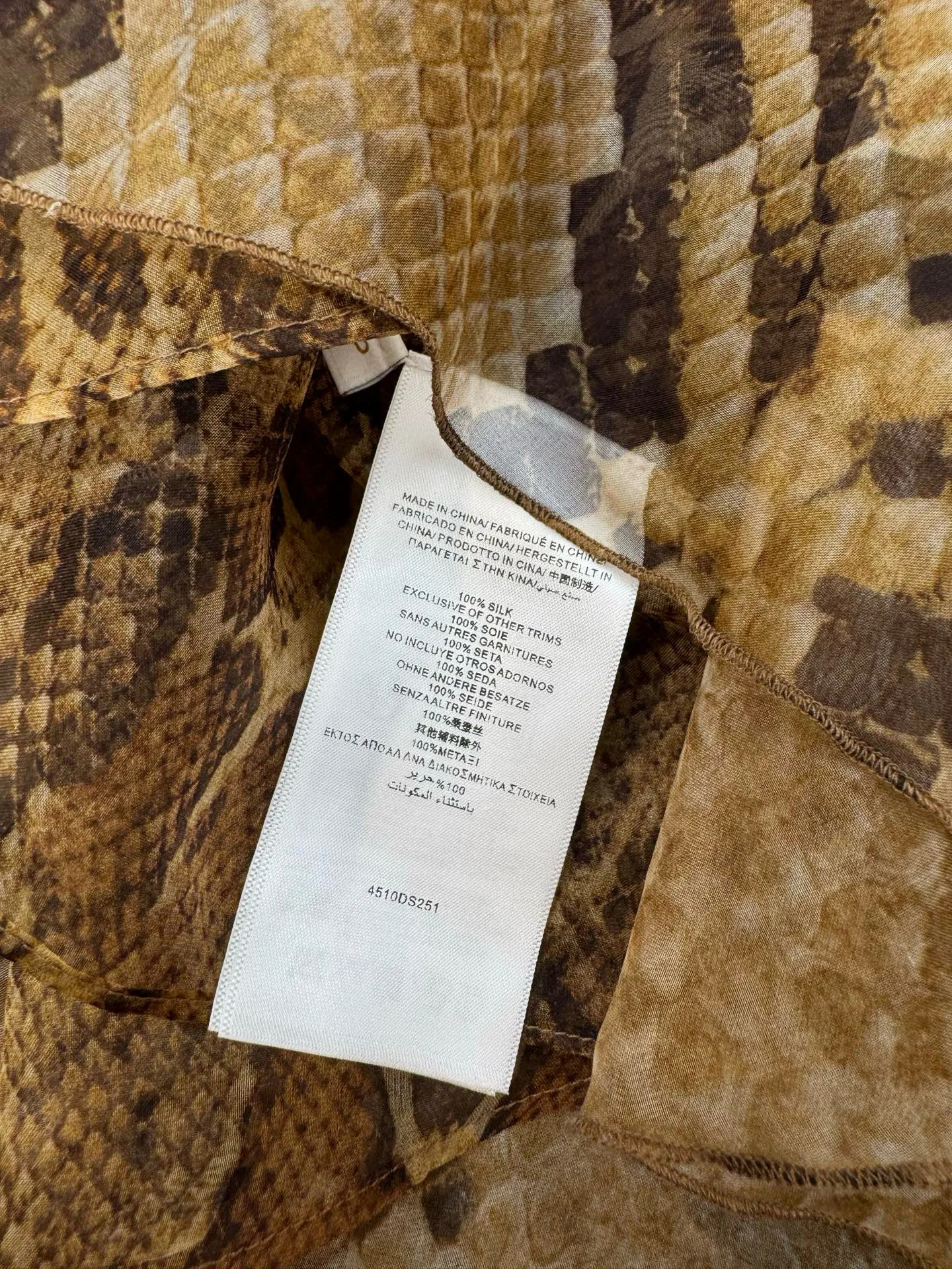 بلوزة نسائية فاخرة من الحرير الحقيقي لعام 100% مطبوعة مكشكشة برباط علوي عالي الجودة بلوزة بوهيمية أنيقة كلاسيكية أنيقة على طراز الشاطئ #2