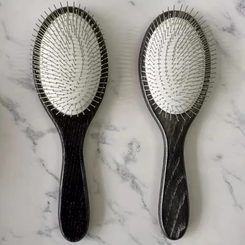 2026 Export to the United States Ash solid wood scalp maintenance comb Xinke airbag massage electroplated steel