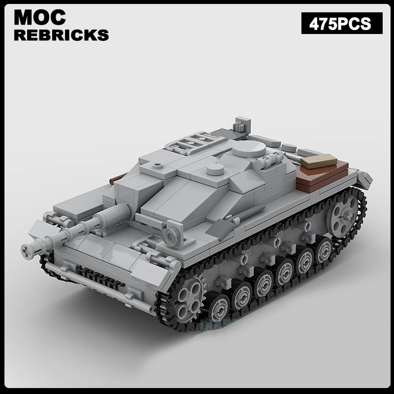 Serie Militar Segunda Guerra Mundial Alemania STUG III Ausf. F/Panzer III Ausf. L MOC-modelo de bloques de construcción, rompecabezas de ladrillo para personas mayores, juguete, regalos navideños