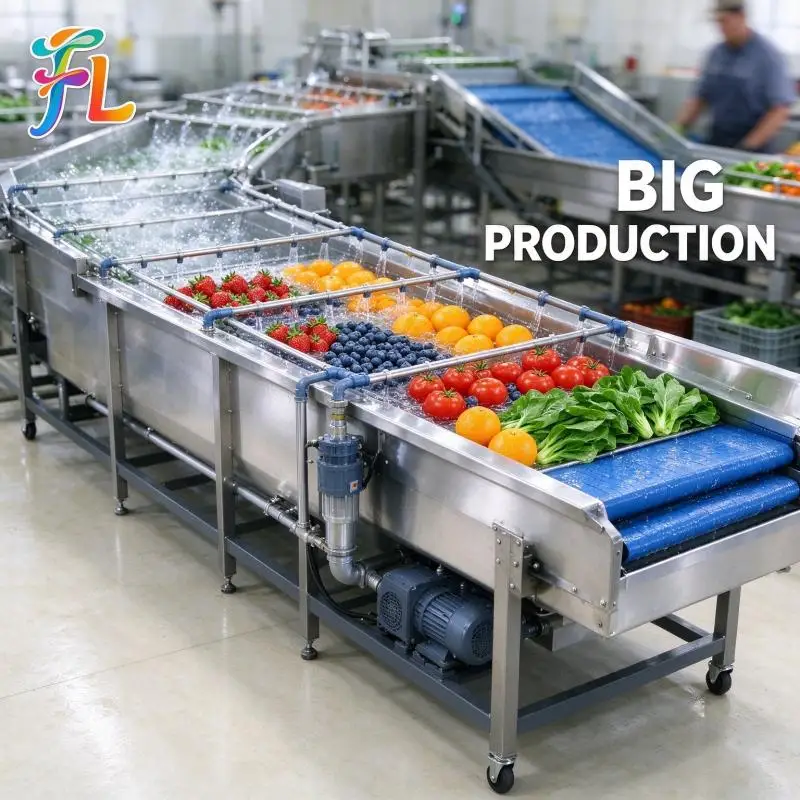Fruit Vegetable Washer Adjustable Conveyor Speed Bubble Cleaner Apple Grape Tomato Pepper Processing