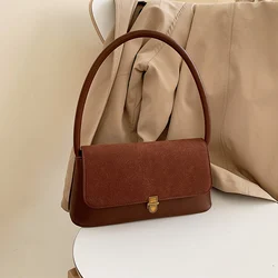 Retro Women's Underarm Bag 2024 Spring High Quality PU Matte Suede Ladies Shoulder Bags French Style Female Banquet Handlebags