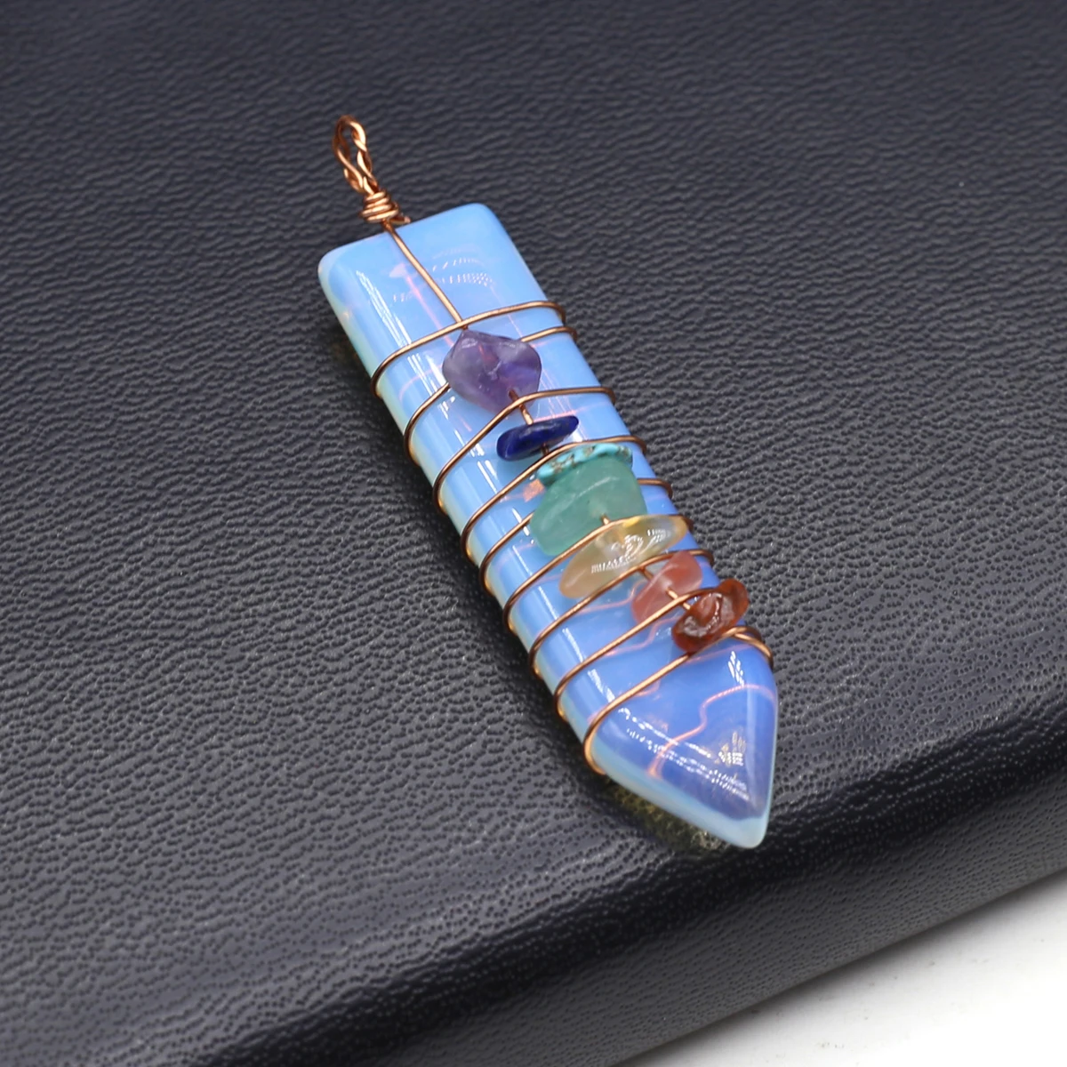 10PCS Wholesale Natural Stone Rose Crystal Agate 7 Chakras Reiki Healing Pendant DIY Jewelry Making Necklace Accessories Gift