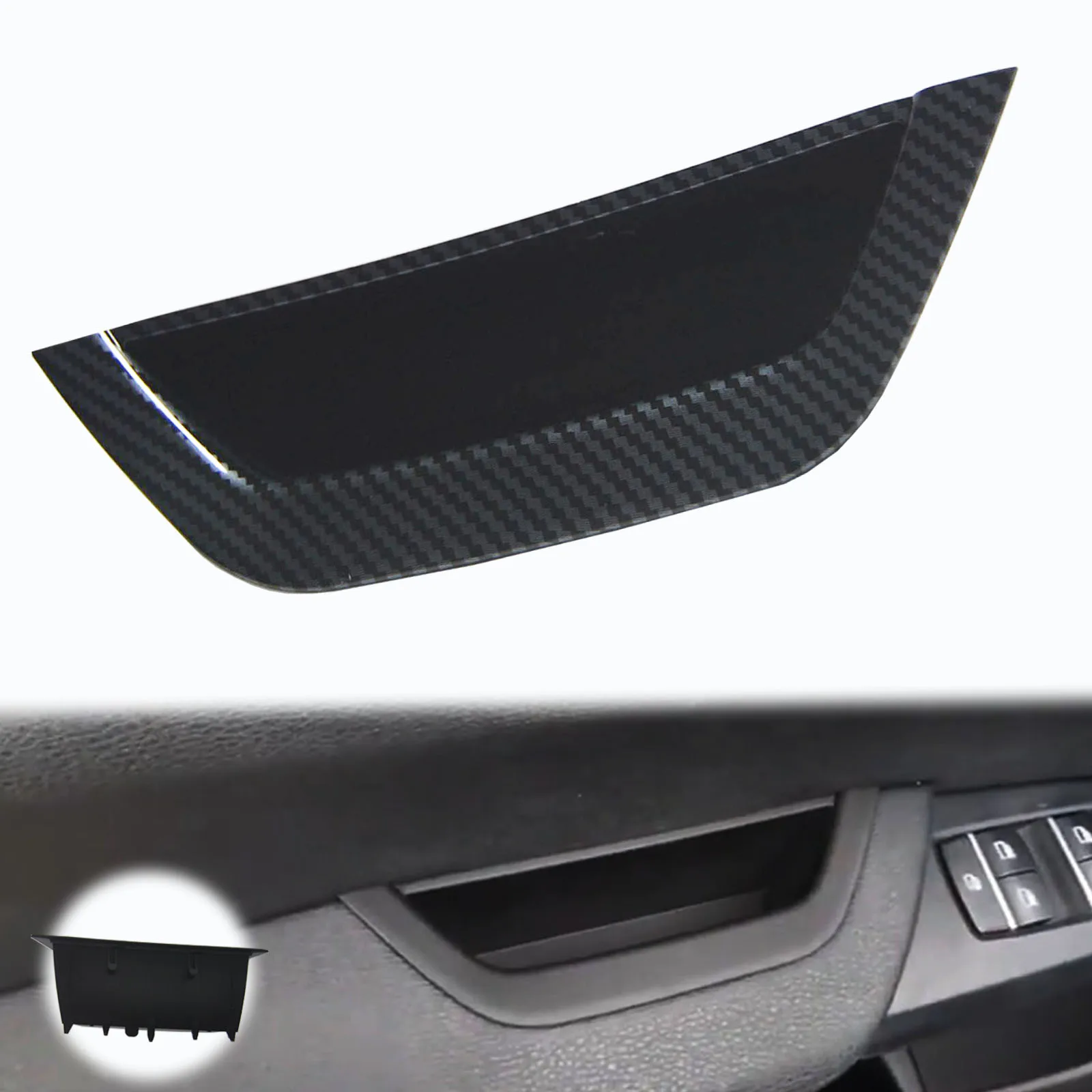 

Узор из углеродного волокна, подлокотник для боковой двери водителя, ручка для хранения, отделка подходит для BMW X3 F25 X4 F26 2011-2017, левый