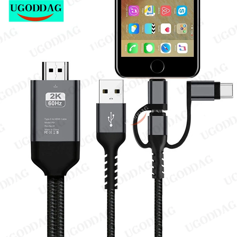 HD Video Adapter HDTV Cable Display for IPhone 13 Pro Max 12 Mini 11 X XR Huawei P30 Samsung S20 S10 Type C Android Phone To TV