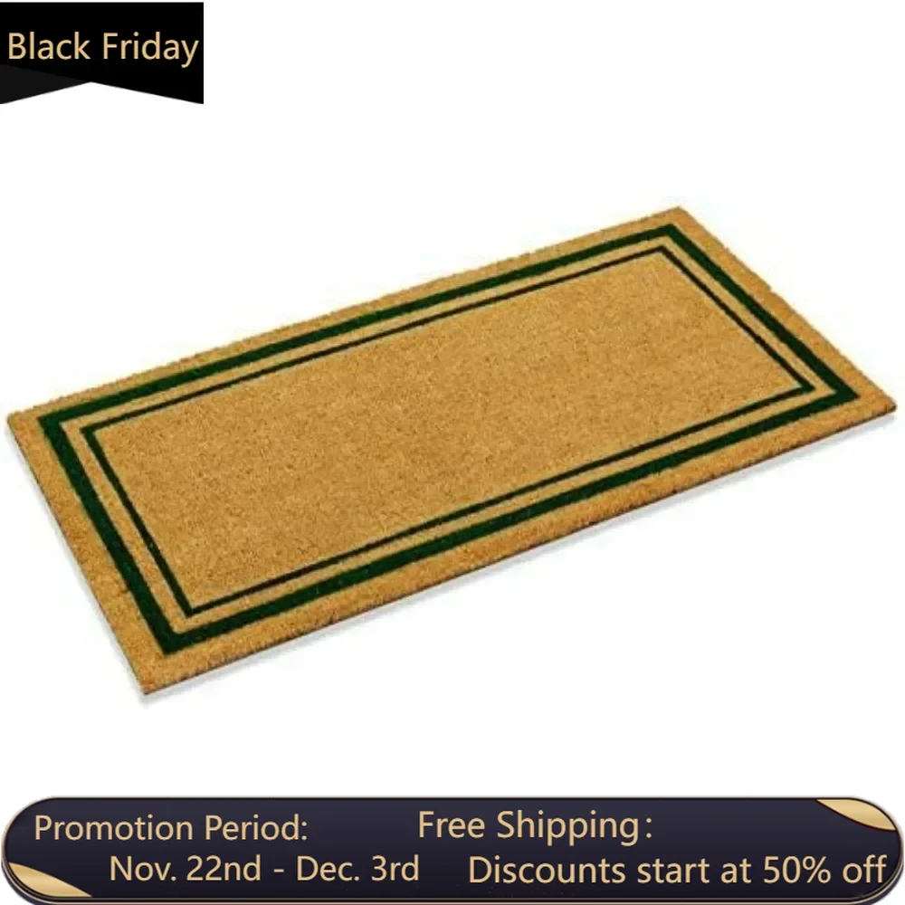 

Double border door pad, rubber vinyl back, perfect for double doors, entrance carpet, 24 x 72 inches, black