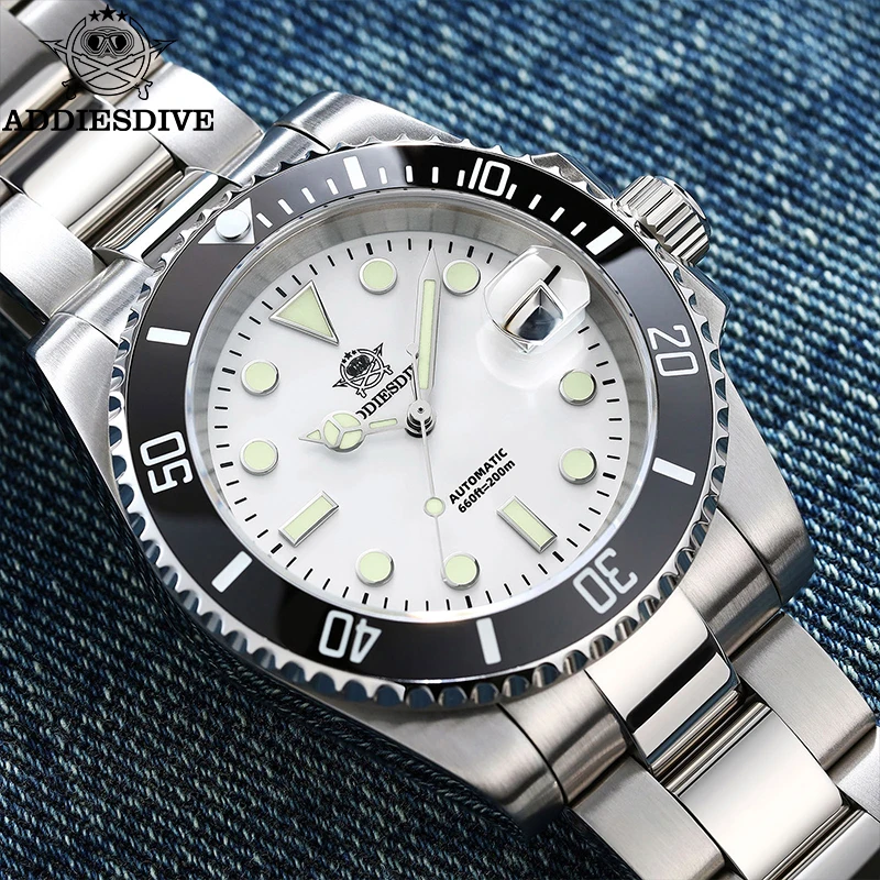 ADDIESDIVE 41mm NH35 safír sklo automatický mechanická hodinky luxusní 200m potápěčská nerez ocel světelný šaty pánská náramkové hodinky