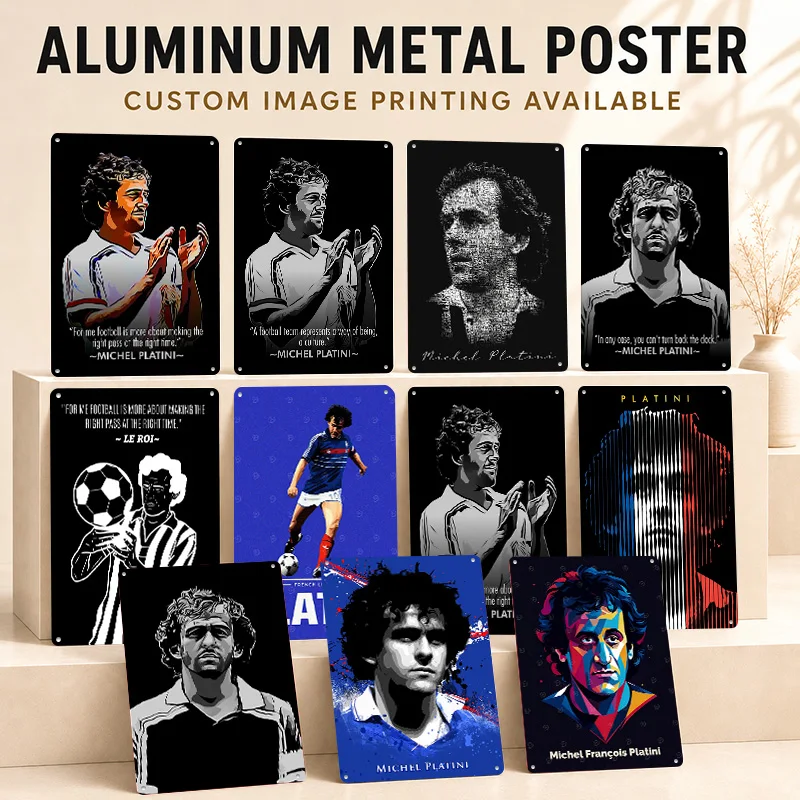 Michel Platini Printed Posters Personalized Metal Sign Sporting Legacy Design Wall Art For Game Room Bedroom And Football Fans