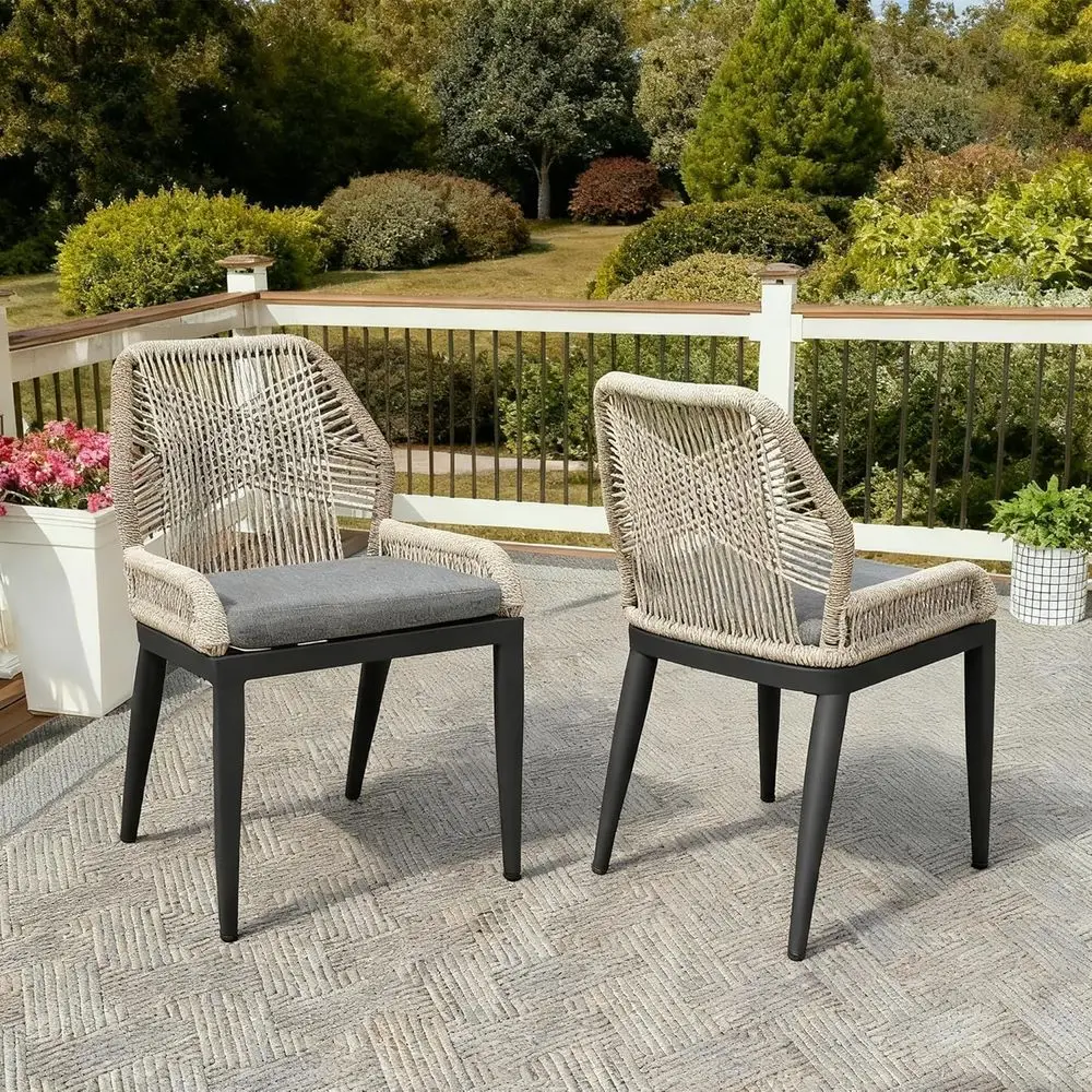 

Обеденный набор из 2 предметов для патио на открытом воздухе с подушками, серый