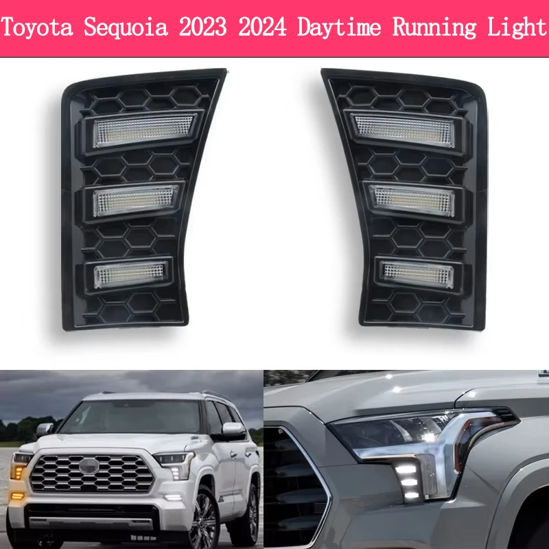 

2 PCS LED DRL Daylights for Toyota Sequoia 2023 2024 Yellow Turn Signal Daytime Running Light 12V Auto Foglamp Car Accessories