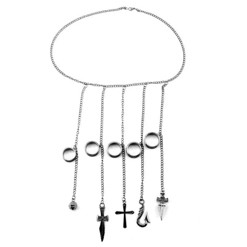 Anime Hunter x Hunter Kurapika Chain Rings Women Men Cosplay 1:1 Metal Pendant Clothing Accessories Jewelry Props