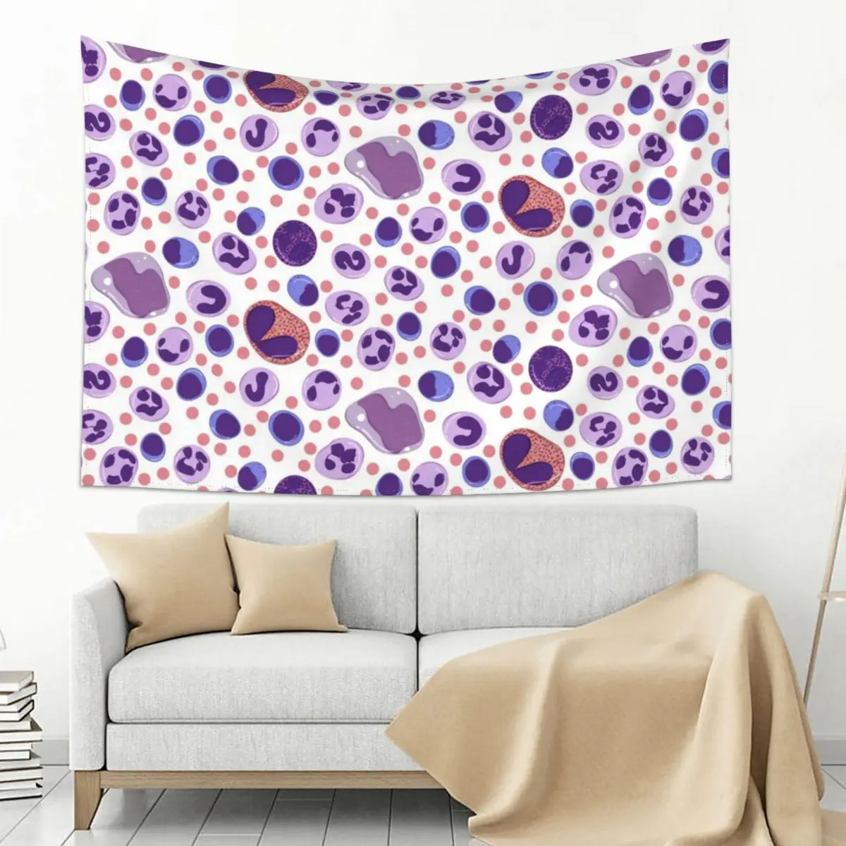 

Large White Blood Cell Pattern Tapestry