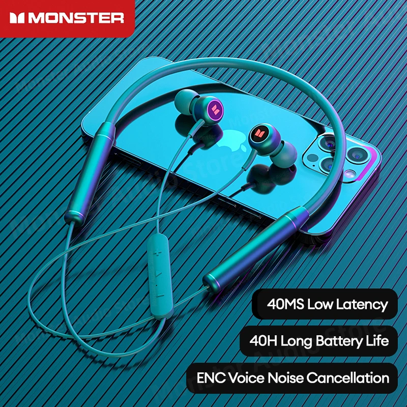 

Monster Original Airmars SG01 TWS Sports Neckband Wireless Headphones Bluetooth Earphones Red Earbuds Noise Reduction Headset