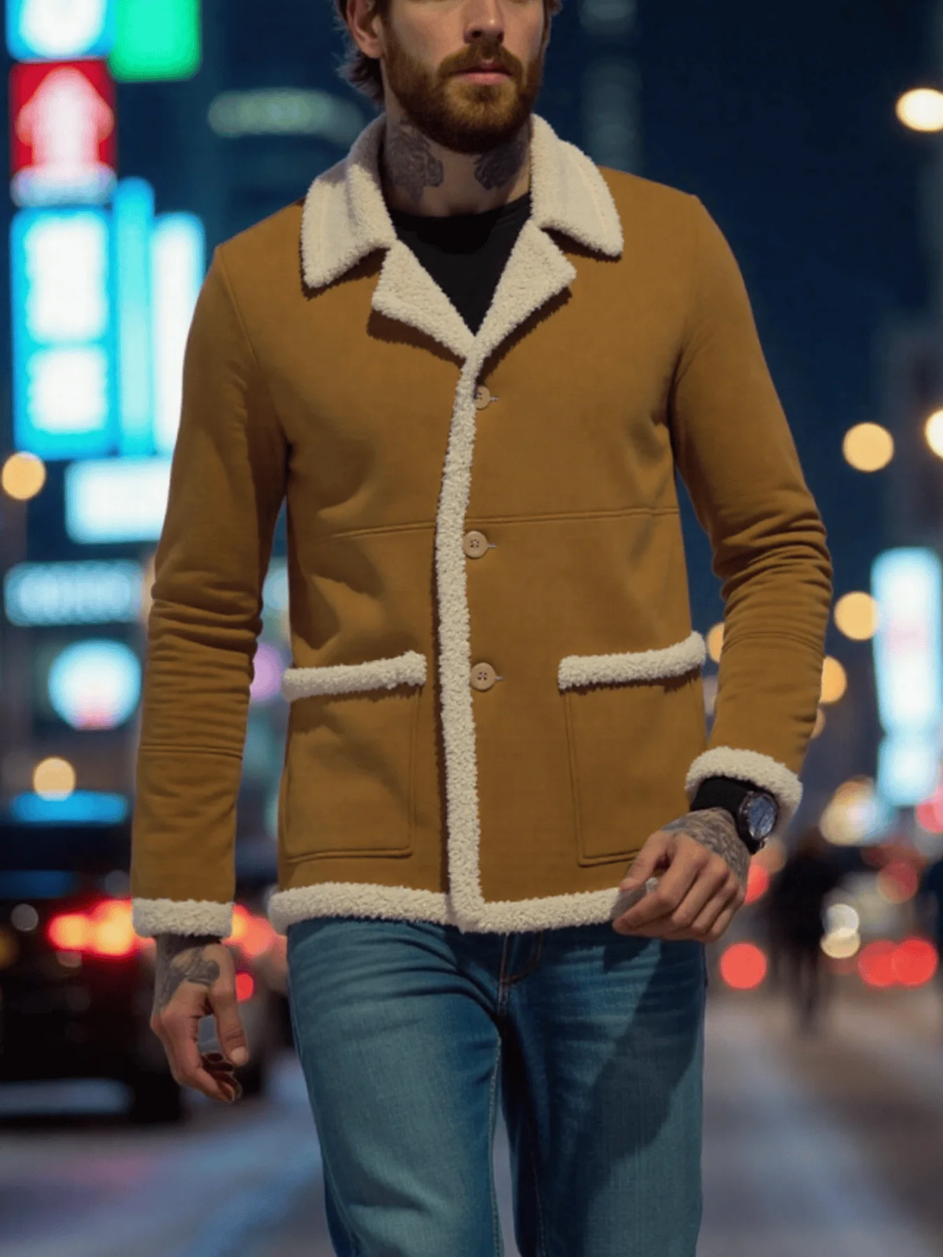 

Jackets Man Essential For Winter! Solid-color Fleece Outerwear: Jacket Style, Lined For Cold, Casual Outdoor Wear! Streetwears