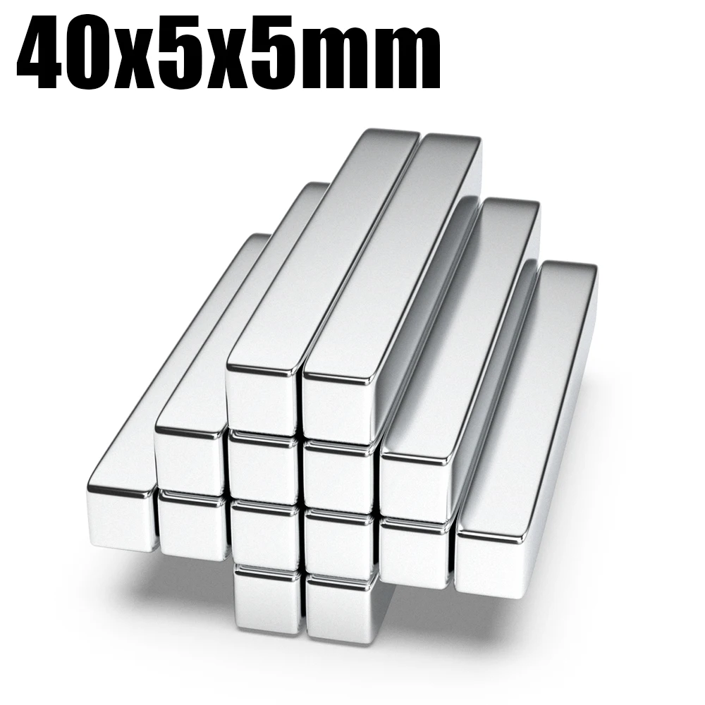 Neodymium Magnet 40x5x5 Magnets 40mm X 5mm X 5mm NdFeB Block Super Powerful Strong Permanent Magnetic Imanes N35 10Pcs