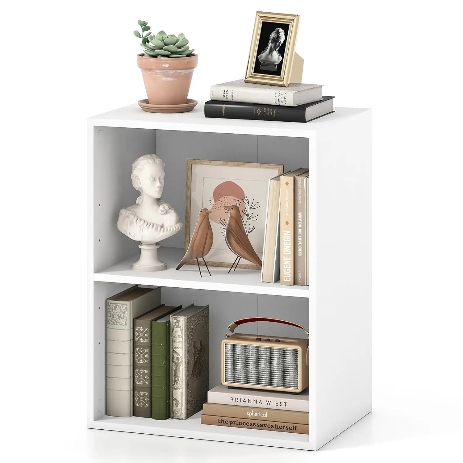

2-Cube 2-Tier Storage Shelf Open Display Cabinet Living Room Bedroom Study Office White Customized