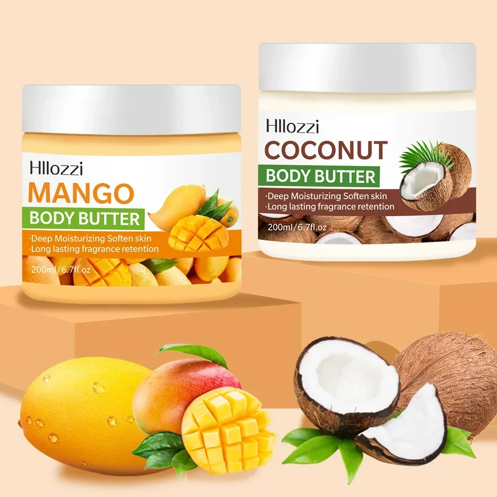 

200ml High Moisturizing Body Butter Cream Coconut Mango Flavor Body Cream Moisturizing and Nourishing Body Repair Cream