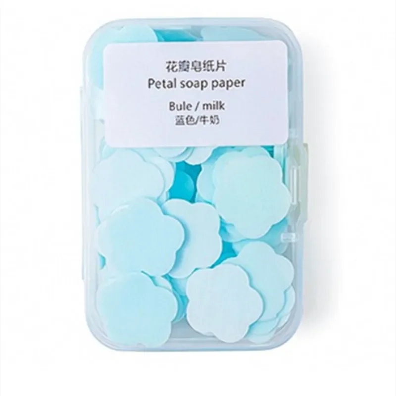 1Box Disposable Petal Soap Paper Kids Travel Portable Soap Tablets Mini Outdoor Baby Hand Washing Soap Sheets Supplies