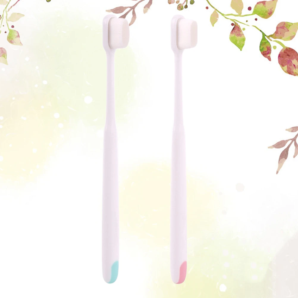 2 قطعة فرشاة أسنان ذات شعيرات ناعمة رقيقة أداة العناية بالفم الممتازة مقبض مريح مضاد للانزلاق منظف الأسنان للثة الحساسة