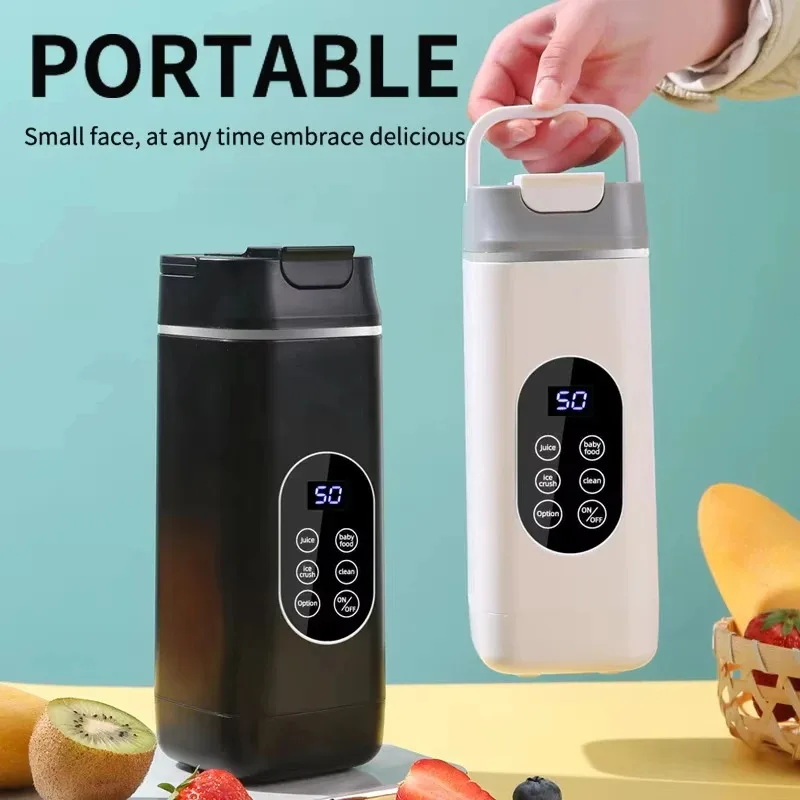 Licuadora eléctrica, exprimidor portátil recargable, batidora de mano con carga USB, exprimidor de frutas eléctrico, taza exprimidora de hielo triturado de 12 hojas