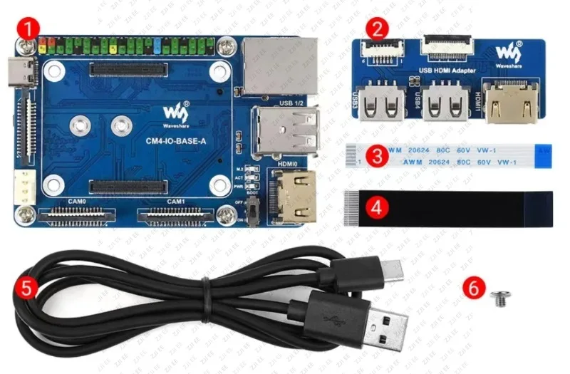 Placa Mini IO CM4-IO-BASE A/B/C para Módulo de Computación Raspberry Pi 4, HDMI, Gigabit Ethernet, Doble CSI, Expansión M.2