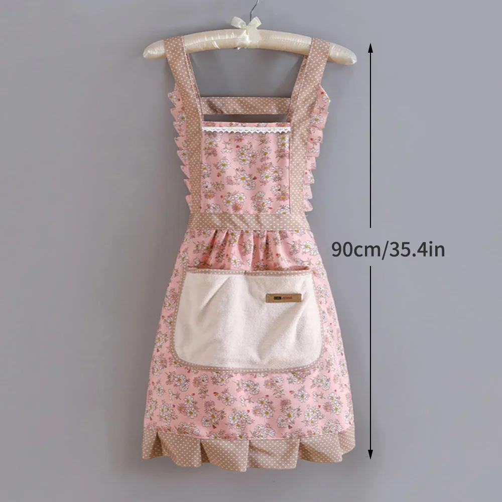 Fashion Women Apron Cooking Female Adult Waist Thin Breathable Male Work Cotton Canvas Floral Style Home Kitchen