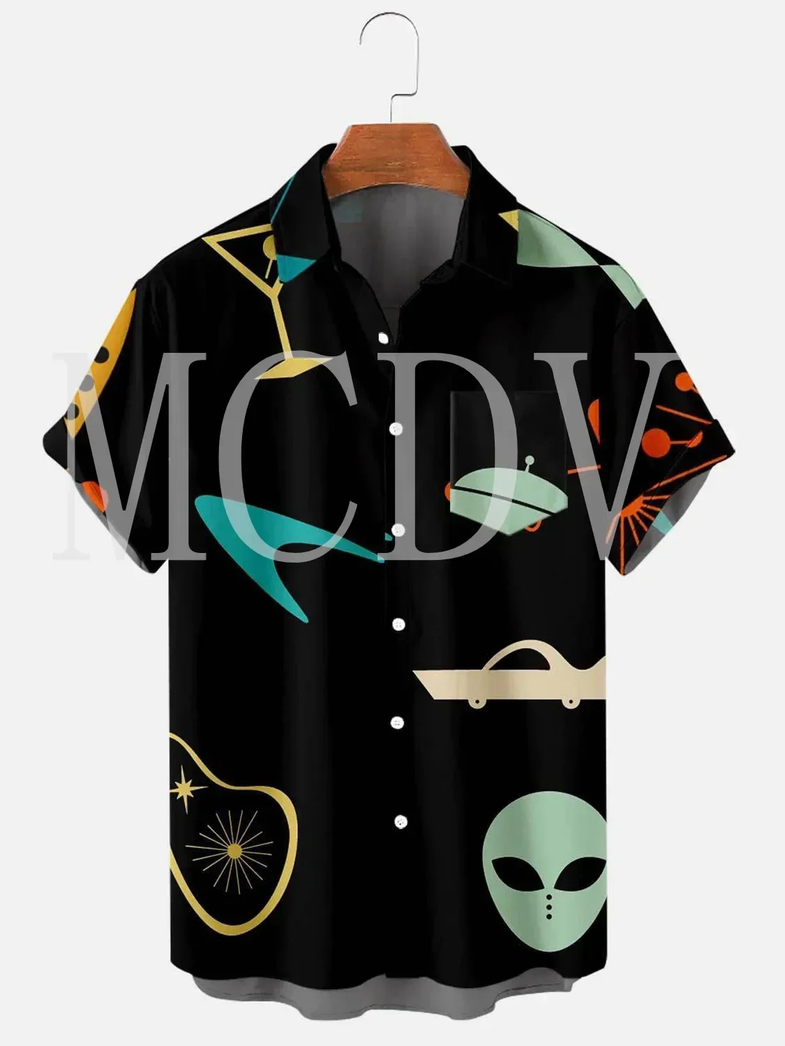 

Men's Space Rocket Mysterious Fun Comfortable Hawaiian Shirt Women's For Men's Summer Tops