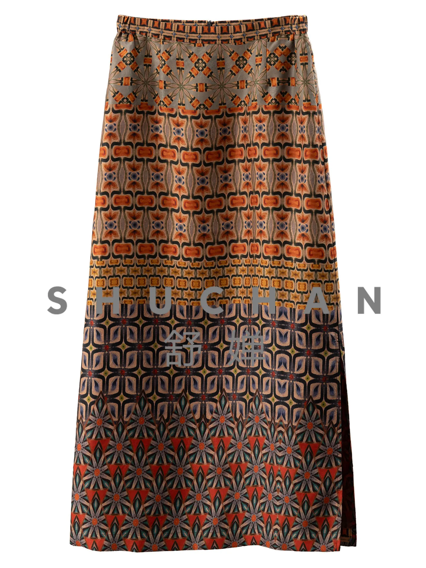 Design Heavy Silk Fragrant Cloud Yarn Positioning Printed Skirt Women's 30M2 Long Skirts for Women