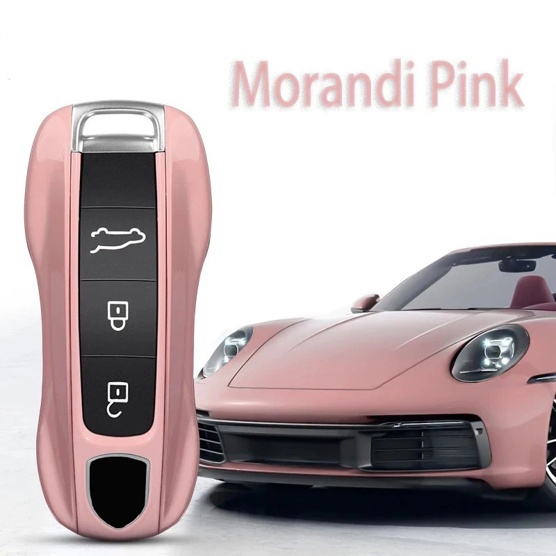 

for Porsche 911 971 Cayenne Panamera Macan 3 4 Button Protect Shell Fob Accessories Morandi Pink ABS Smart Remote Car Key Case