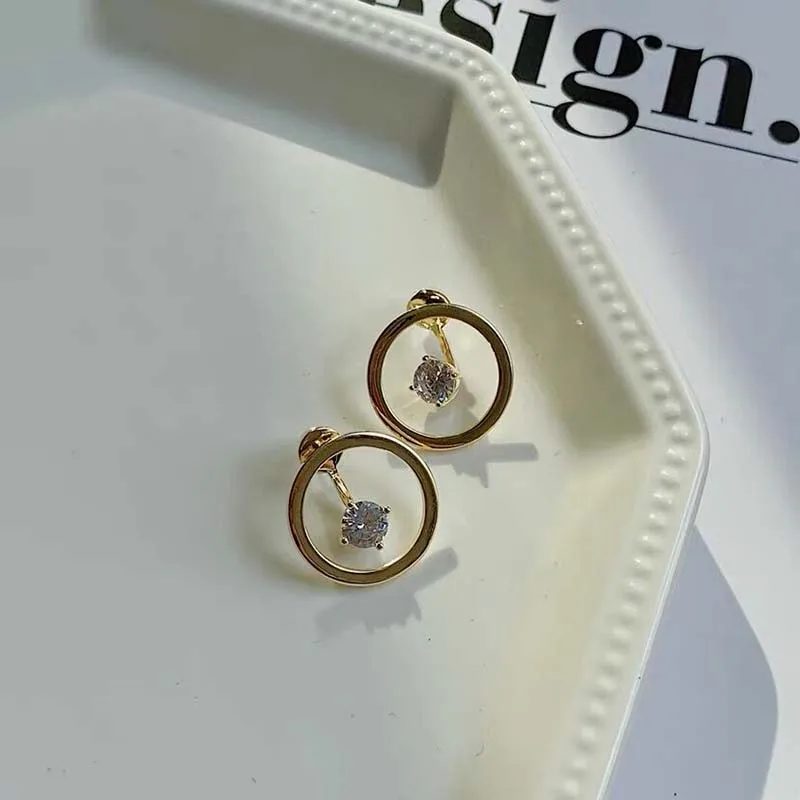 Freetry Simple Geometric Round Zircon Stud Earrings for Women Temperament Stainless Steel Cute Small Earrings Party Jewelry