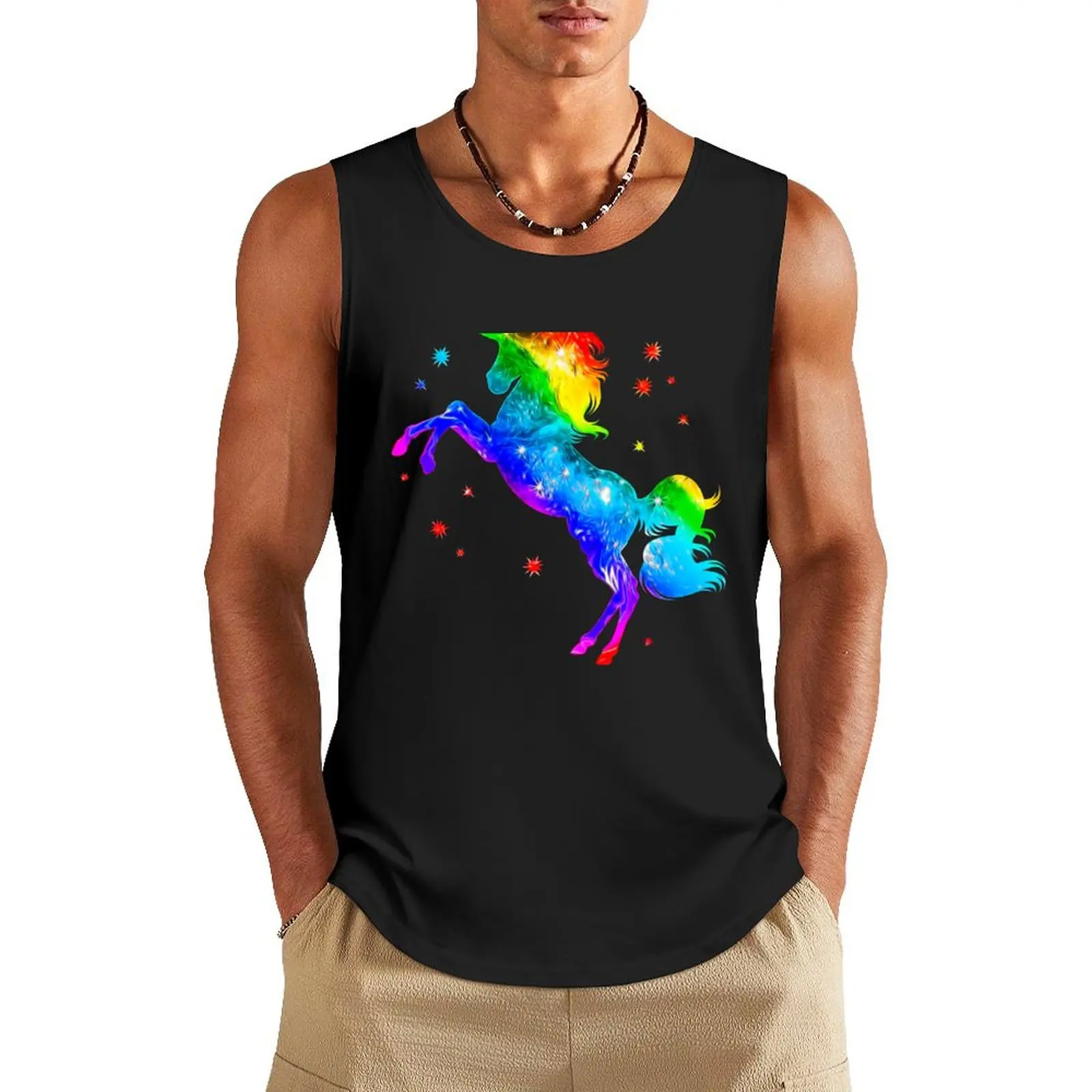 

Rainbow Unicorn, stars, galaxy style, space Tank Top bodybuilding men clothes gym