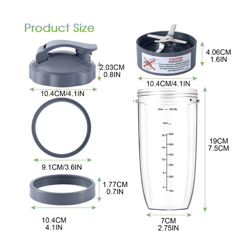 착즙기 믹서 교체 컵 뚜껑 고무 가스켓, 뉴트리불렛 믹서기 호환 가능, 32OZ 900W 믹서기 컵 2023