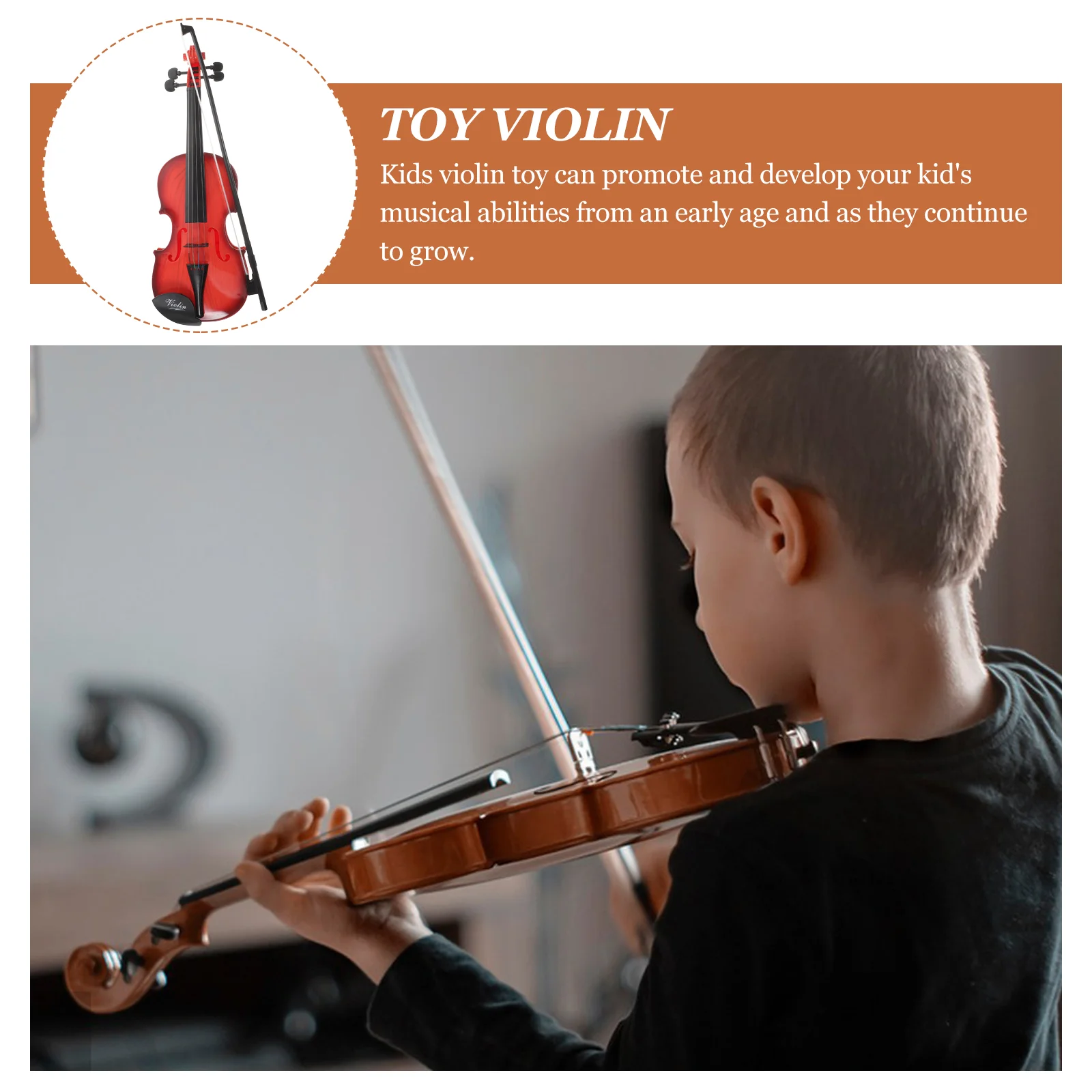 Violon en plastique marron clair pour enfants, jouet intérieur pour maire, instruments de musique