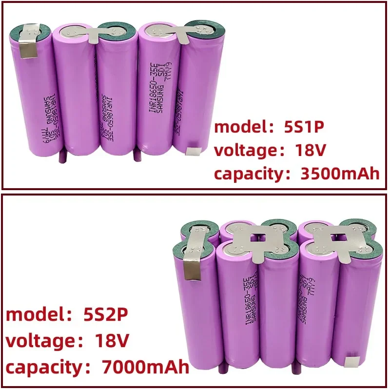 3S1P 3S2P 4S2P 4S1P 5S1P 5S2P 6S1P 8.4V 3.7V 10.8V 16.8V 18V 35E battery pack 18650 3500mAh battery for 18V screwdriver battery