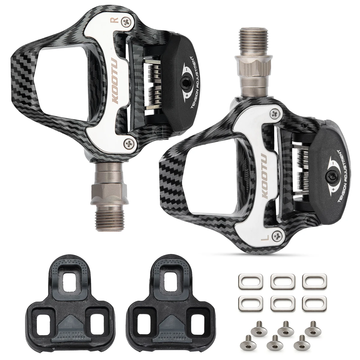 Carbon Pattern Clip Pedal Road Bike Clipless Pedals with Seal Bearing and cleat for KEO and Shimano SPD System Lock Pedal